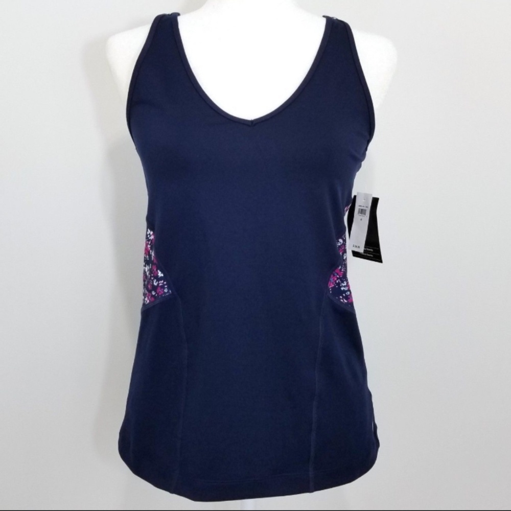 Gap Fit Womens Workout Top M Blue Floral